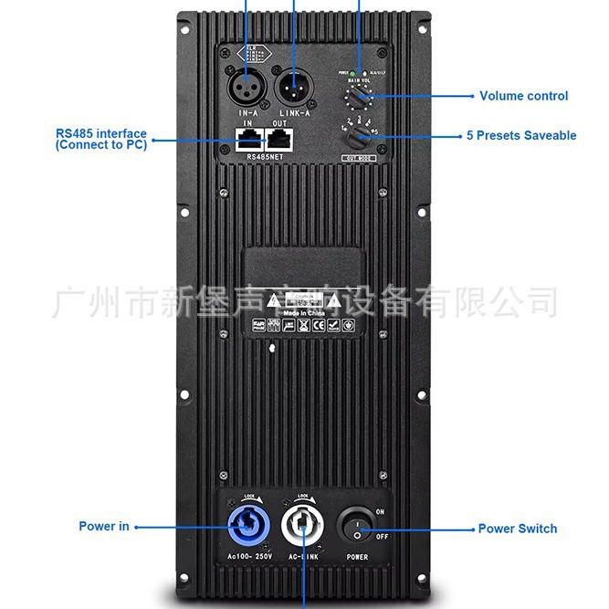 900W + 500W Amplificador de placa profesional de doble canal clase D DSP Módulo de altavoz activo Matriz de línea doble de 8 pulgadas