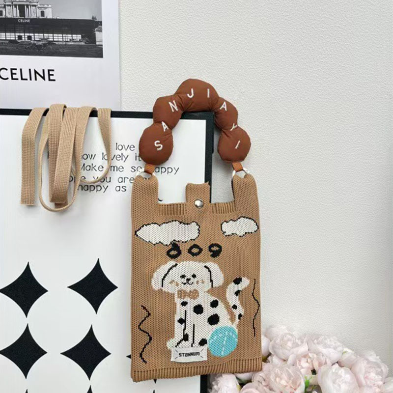 [땡땡이 강아지] 브라운 손잡이 + 어깨끈