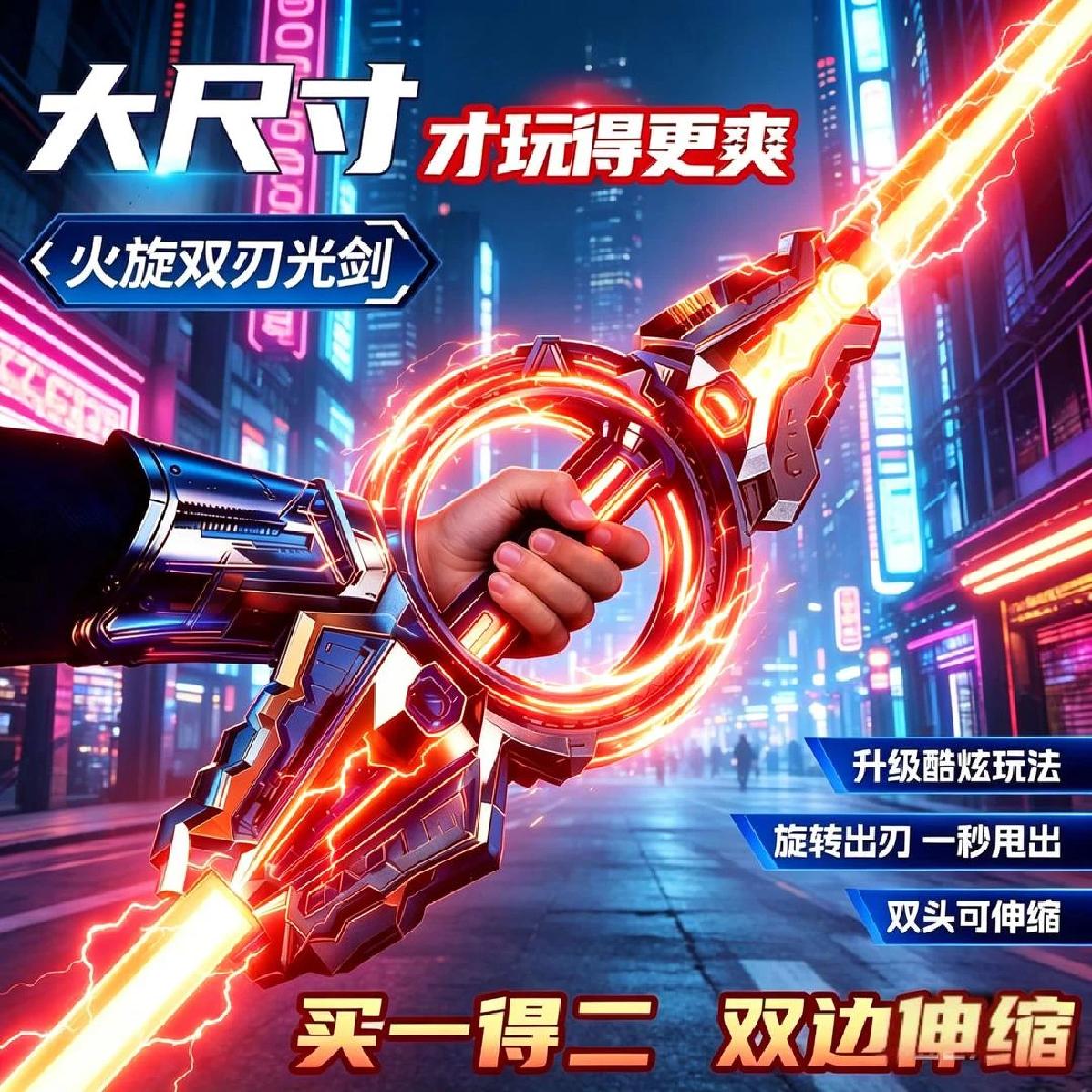 Rotating light strip 3 boys' gift cool telescopic double-headed laser sword sound effect 6 children's fire double-edged toy wholesale