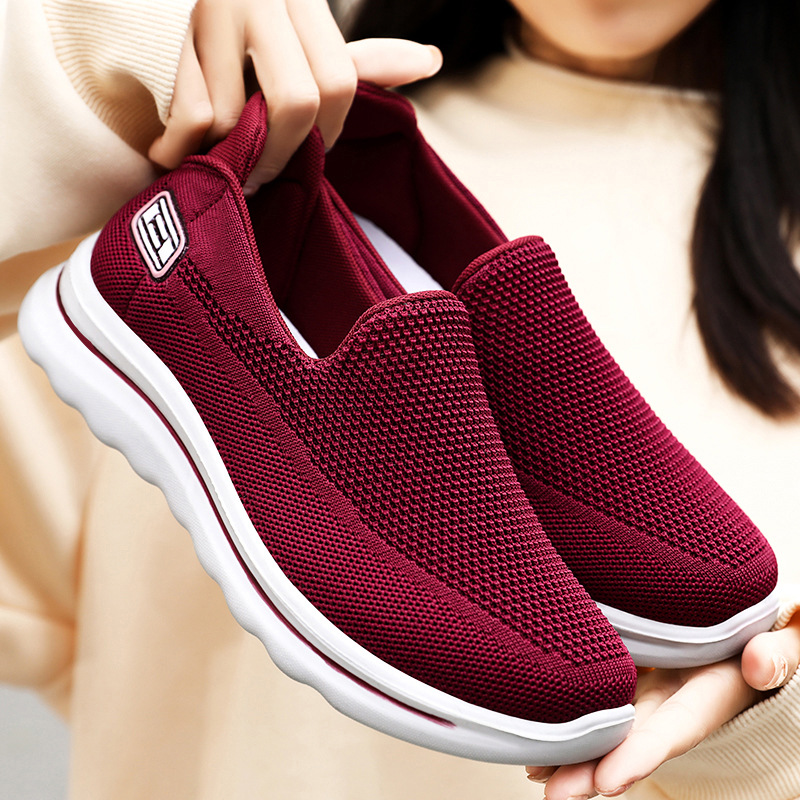 Zapatos de otoño para mujer, cómodos y transpirables, zapatillas sin cordones para personas de mediana edad y mayores, zapatos para caminar informales de suela blanda y antideslizantes, dropshipping.