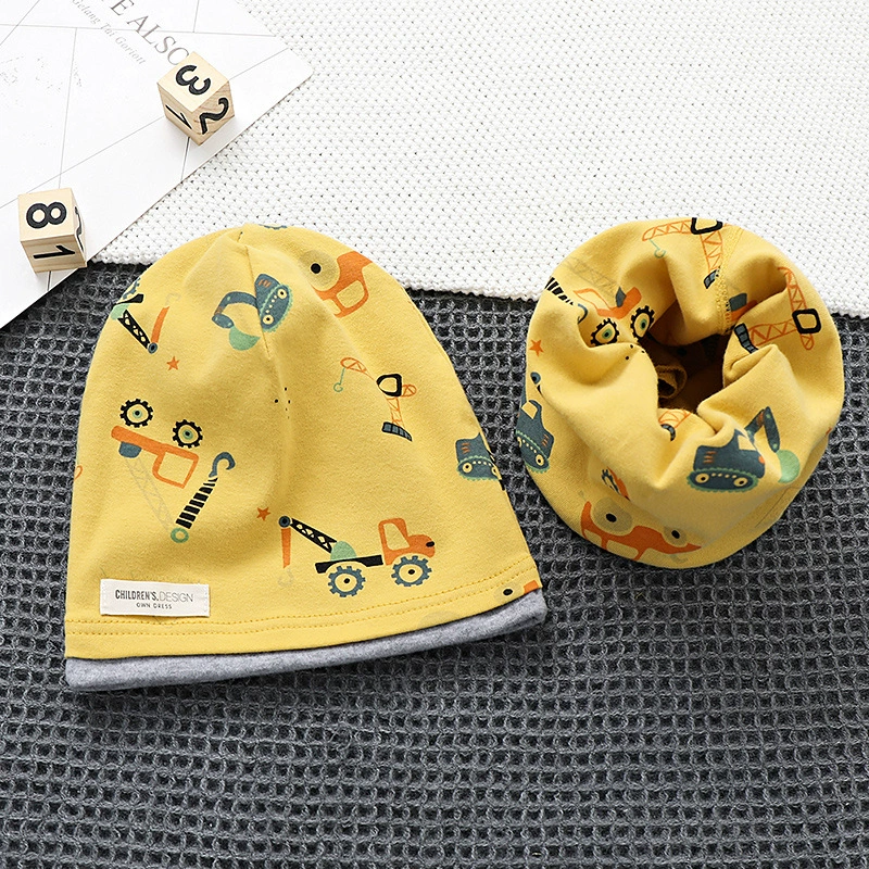 Demi-season kids' cotton set with scarf in Korean style, 2-8y, 48-54cm, multi-color options