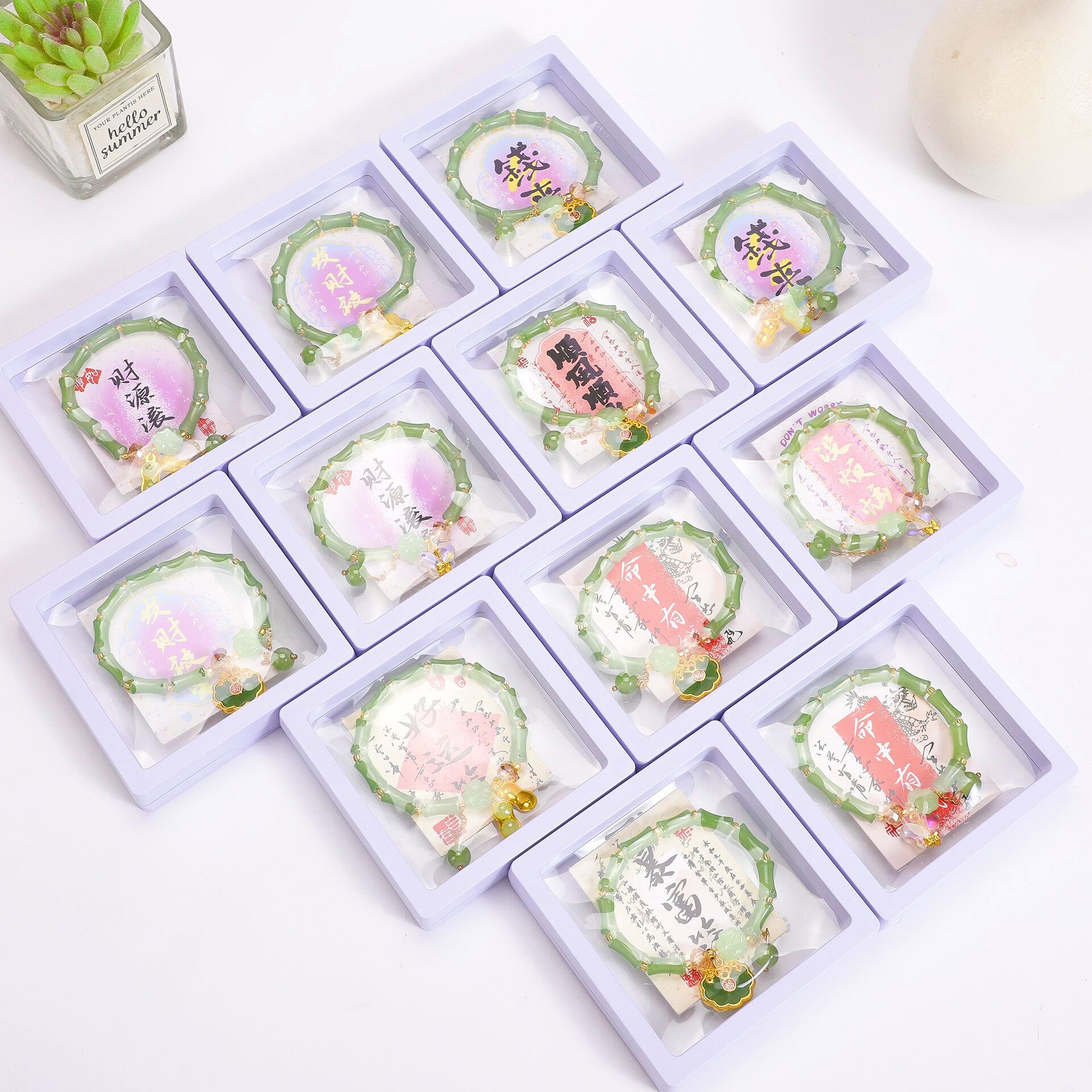 B sección pulsera de elevación nueva pulsera de bambú joyas de vidrio esmaltado caja de regalo de alta calidad pulseras creativas regalos pequeños