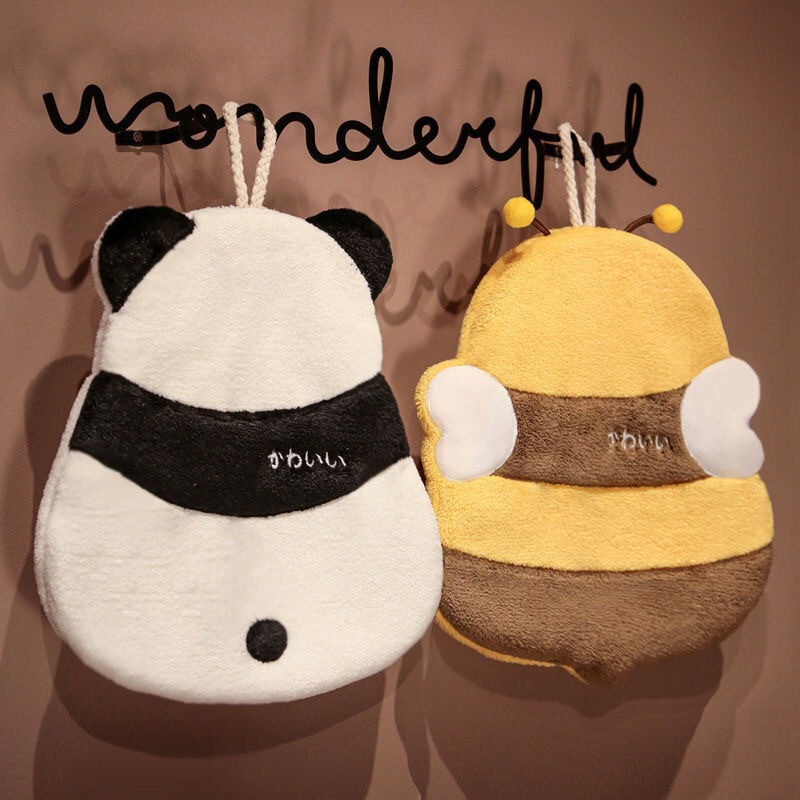 Hanging Hand Towel for Children, Small Towel with Panda and Bee Designs, Suitable for Home, Kindergarten, and School, Cute Cartoon Hand Towel Hanging Hand Towel for Children, Small Towel with Panda and Bee Designs, Suitable for Home, Kindergarten, and School, Cute Cartoon Hand Towel