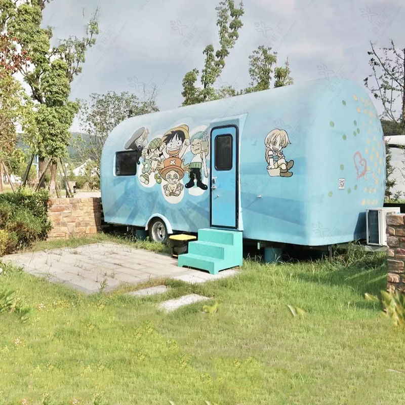 Gran campamento de hierro de tracción RV punto escénico al aire libre remolque estático RV leche té café venta de coches