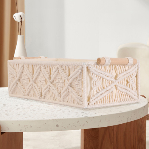 Cross-border European desktop storage box Amazon convenient storage room debris cotton rope gray miscellaneous woven storage box