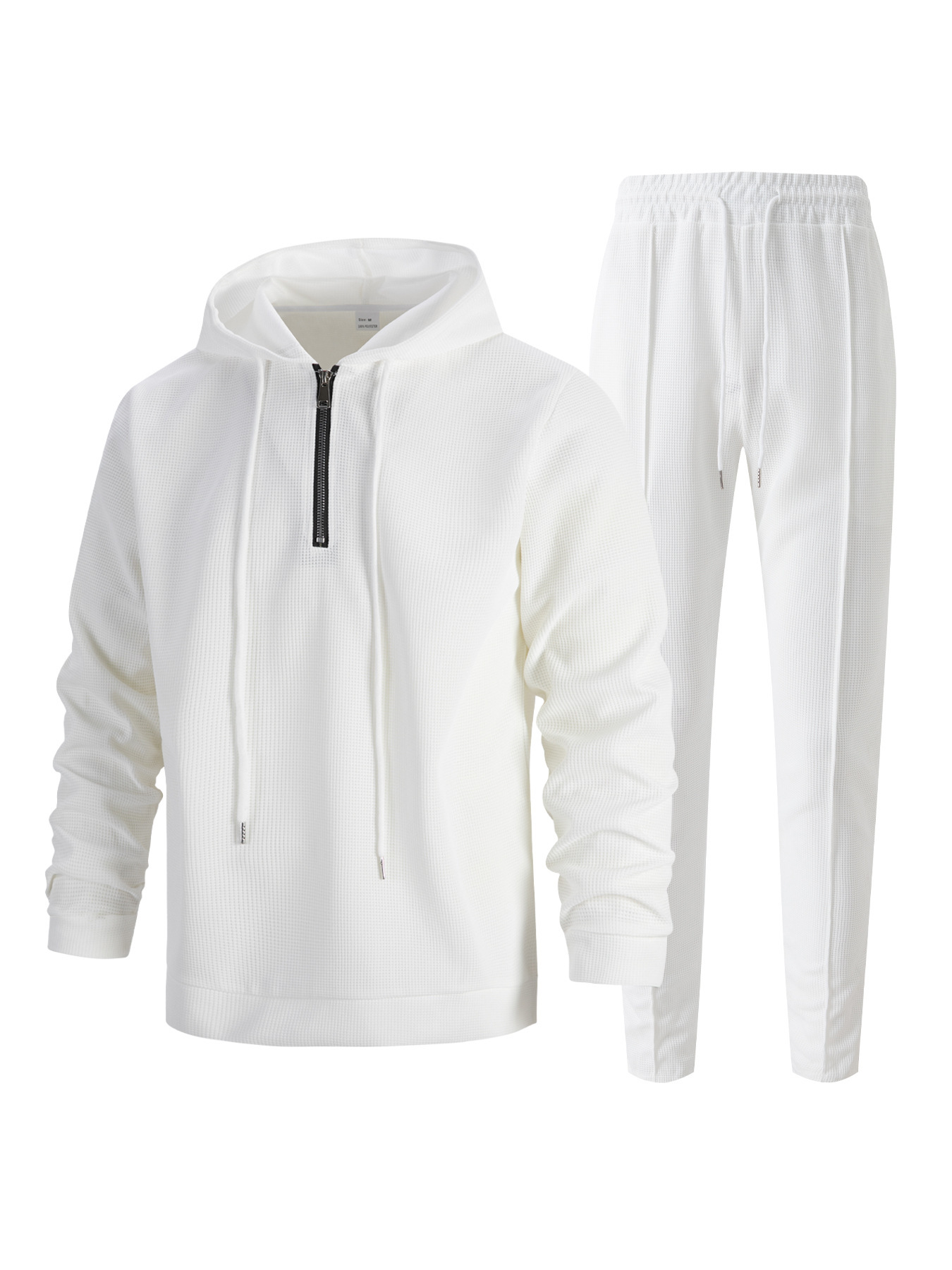 Men's Waffle-Knit Half-Zip Hoodie & Jogger Set – Breathable Lightweight Loungewear (S-XXXL, 5 Colors)_voghion.com