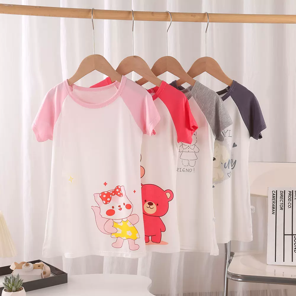 儿童睡衣女孩2025新款莫代尔女童睡裙卡通夏季韩版短裙宝宝公主风