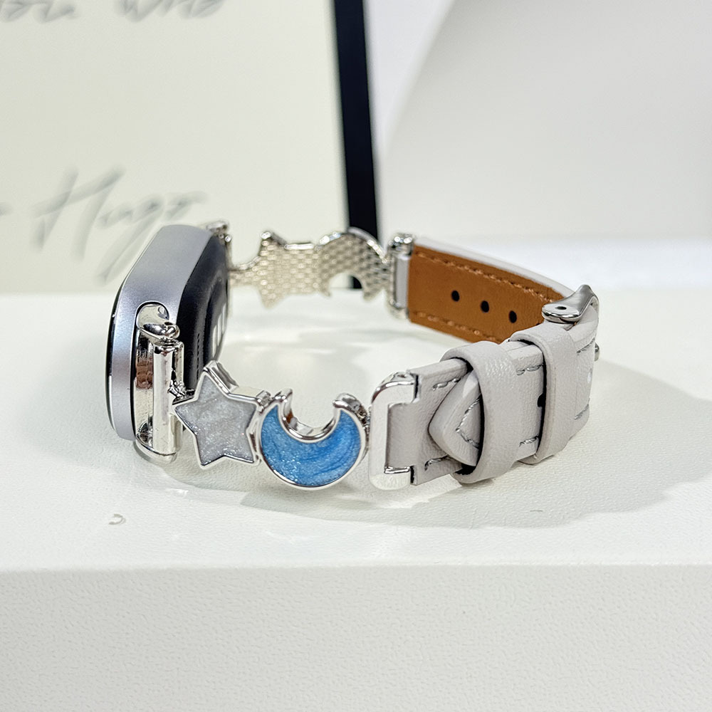 Suitable for Xiaomi Mi Band 10/9/8Nfc Strap, Xiaomi Mi Band 9Pro Star and Moon Women's Wristband, Leather Watch Strap