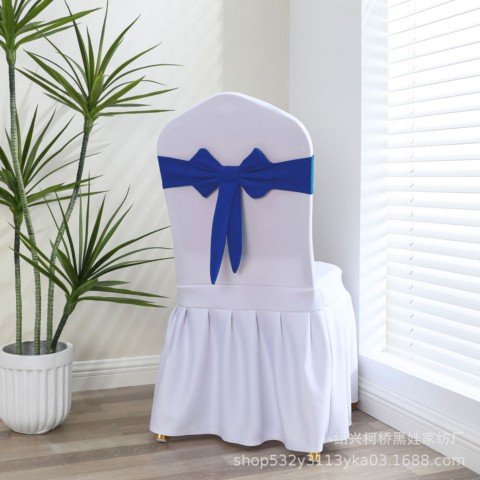 No-tie elastic chair back decoration wedding hotel chair cover bow banquet chair cover elastic chair back flower strap