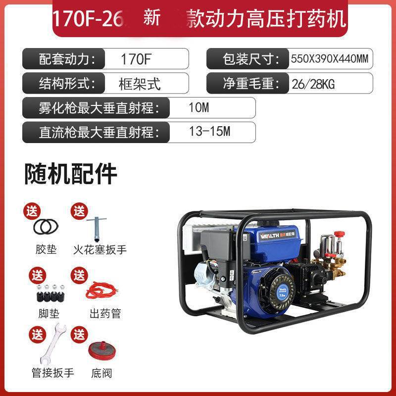 [핫 모델] 신형 파워 스프레이 기계 26-표준 구성(스프레이 건 없음, 출구 파이프 없음, 엔진 오일 없음)