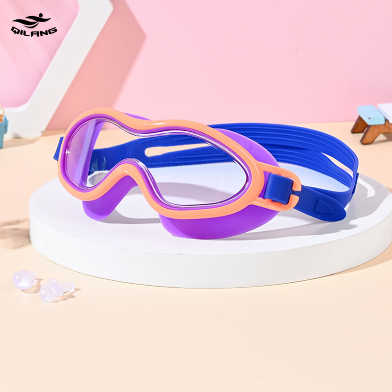 Gafas de Natación de Marco Grande para Niños Policarbonato Impermeable, Antivaho para Natación