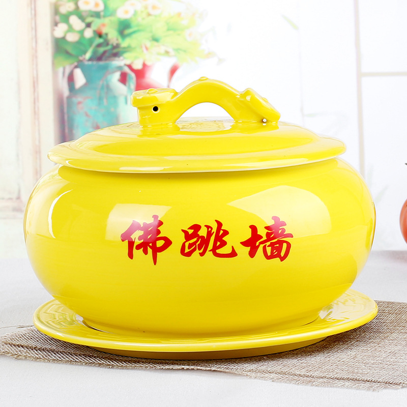 Ceramic Treasure Bowl, Chinese-style home decor for living room and office, fortune-attracting clay jar ornament, entrance decoration for wealth accumulation, housewarming decoration