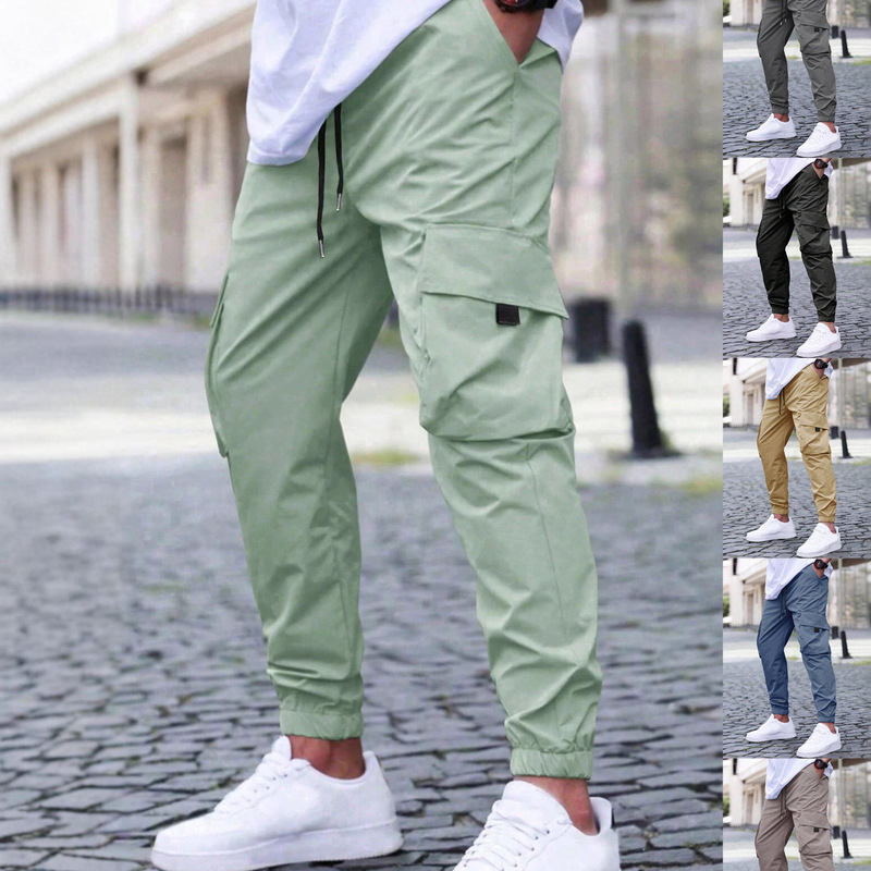 Cross-Border New Cargo Pants Jogging Pants Casual Pants Drawstring Elastic Waist Sports Outdoor Running Cotton Streetwear Sweatpants