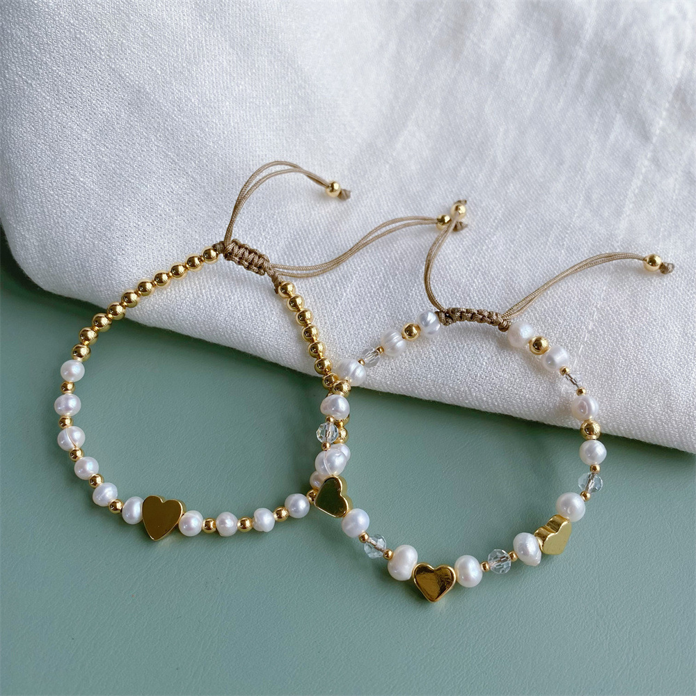 1 Piece Fashion Heart Shape Freshwater Pearl Handmade Bracelets display picture 5