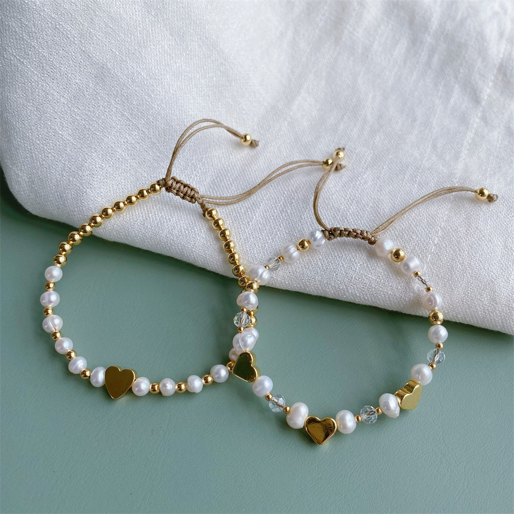 Heart Shape Pattern 1 Piece Fashion Heart Shape Freshwater Pearl Handmade Bracelets