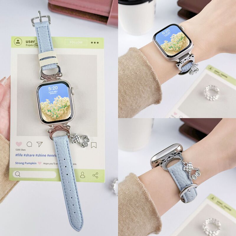 Suitable for Apple Watch 11 Strap [New for Autumn and Winter] Iwatch10/9/8/7/6 High-End Leather Wristband