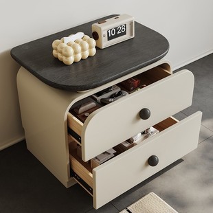 Medieval Solid Wood Bedside Table All Solid Wood Paint Retro Cream Style New Bedroom Home Storage