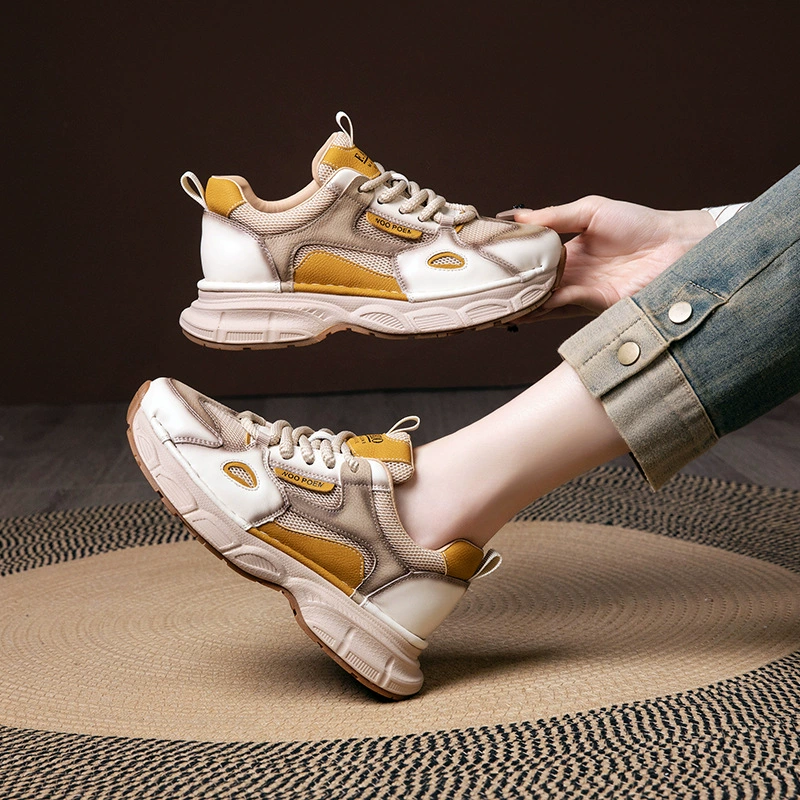 Обувь женская 2025 весна и осень толстая подошва дикая женская обувь легкая роскоши высокой моды спортивный стиль повседневная обувь одиночная обувь