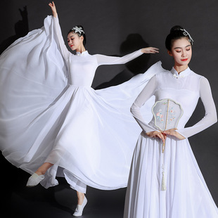 古典舞演出服女飘逸中国风仙气舞蹈服装现代大气开场舞大摆裙套装-阿里巴巴