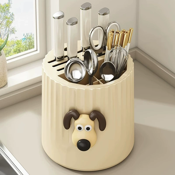 Cream yellow, dog head sticker (large capacity storage, rotatable base)