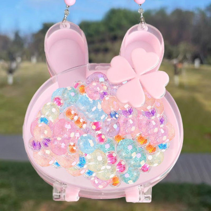 PS小兔子塑胶彩妆盒diy儿童发饰首饰收纳盒礼品小物件塑料收纳盒