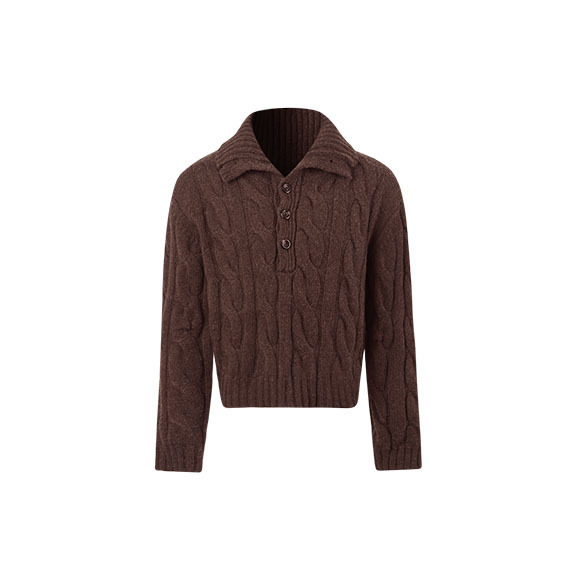 Herren-Strickpullover mit Zopfmuster, grob gestrickt, hochwertig, Herbst/Winter, Polyester, Standardstärke, Cross Border, Großhandel_voghion.com