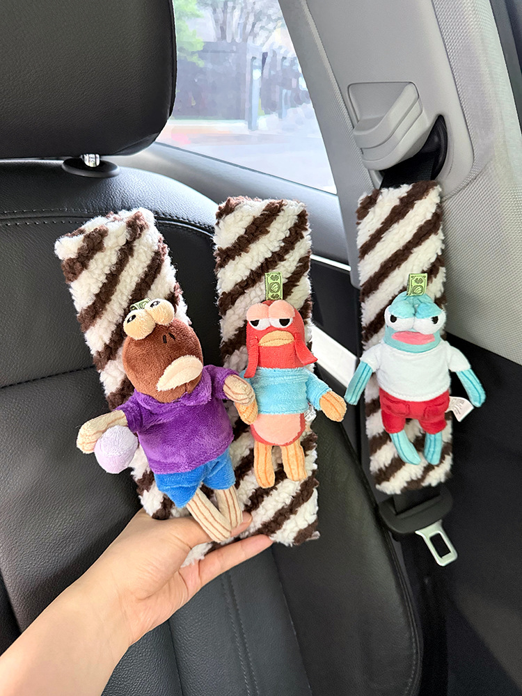 Spongebob Squarepants Bikini Bottom Residents Car Seat Shoulder Protector Plush Doll Seatbelt Decoration Anti-Strangle Imitation Shoulder Pad