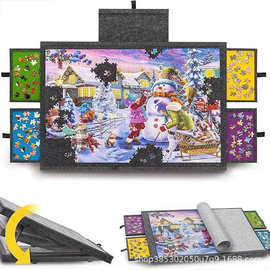 防滑拼图垫可折叠拼图板带毛毡边框收纳拼图板通用加厚拼图垫