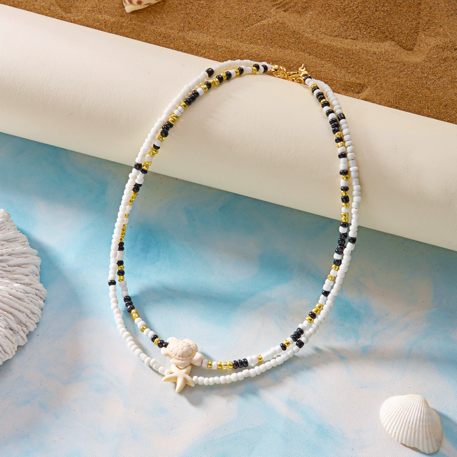 20g Weight Lobster Trigger Clasp Closure Clasp Closure Type Necklace Classification Seed Bead Chain Material Beaded Chain Chain Type 1 Piece Quantity Holiday, Travel Occasion Alloy, Seed Bead Material Tortoise, Starfish Pattern All Seasons Season Women's Gender Plating Design Cute, Beach Style Cute Beach Tortoise Starfish Alloy Seed Bead Beaded Chain Lobster Trigger Clasp Closure Beaded Necklaces Wholesale 27