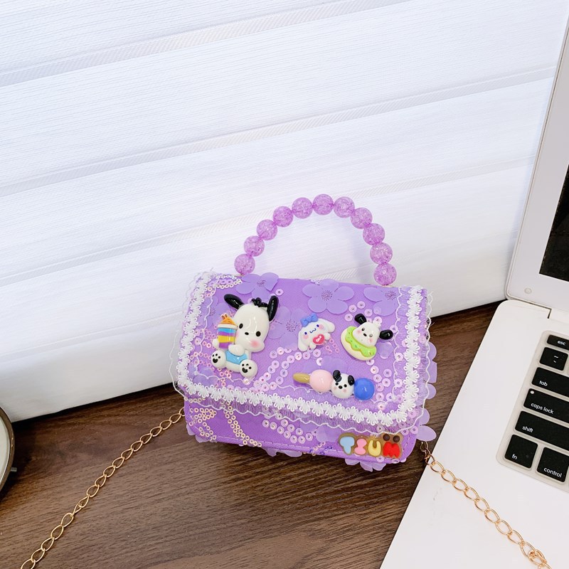 Nueva princesa de dibujos animados bolsos para niños mujeres perlas bolsos portátiles de hombro de chicas de moda encaje mochila