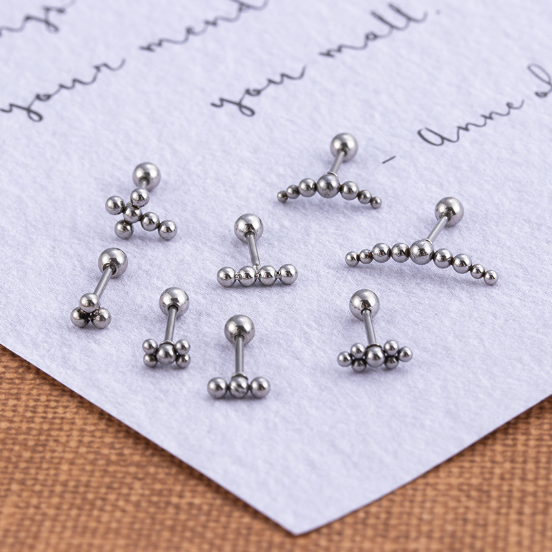 316L Stainless Steel Material 1 Piece Ear Cartilage Rings & Studs Fashion Star Moon 316L Stainless Steel Plating Zircon