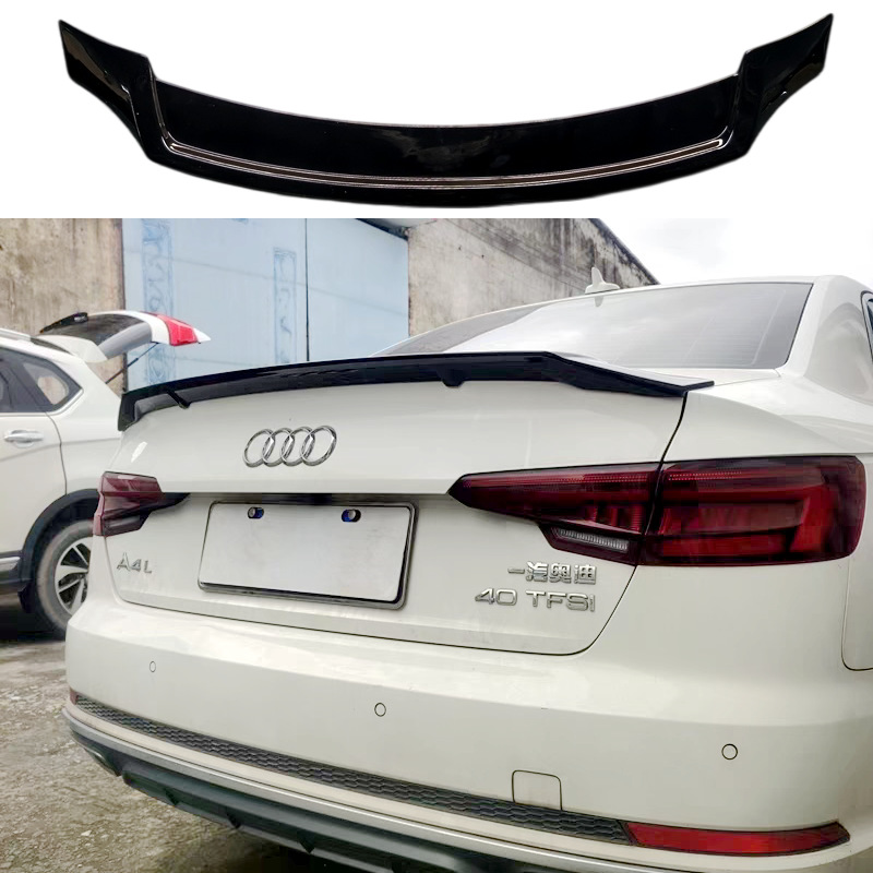 Suitable for 2017-2024 Audi A4L tail wing B9, RS-style modification, no drilling required, fixed tail spoiler