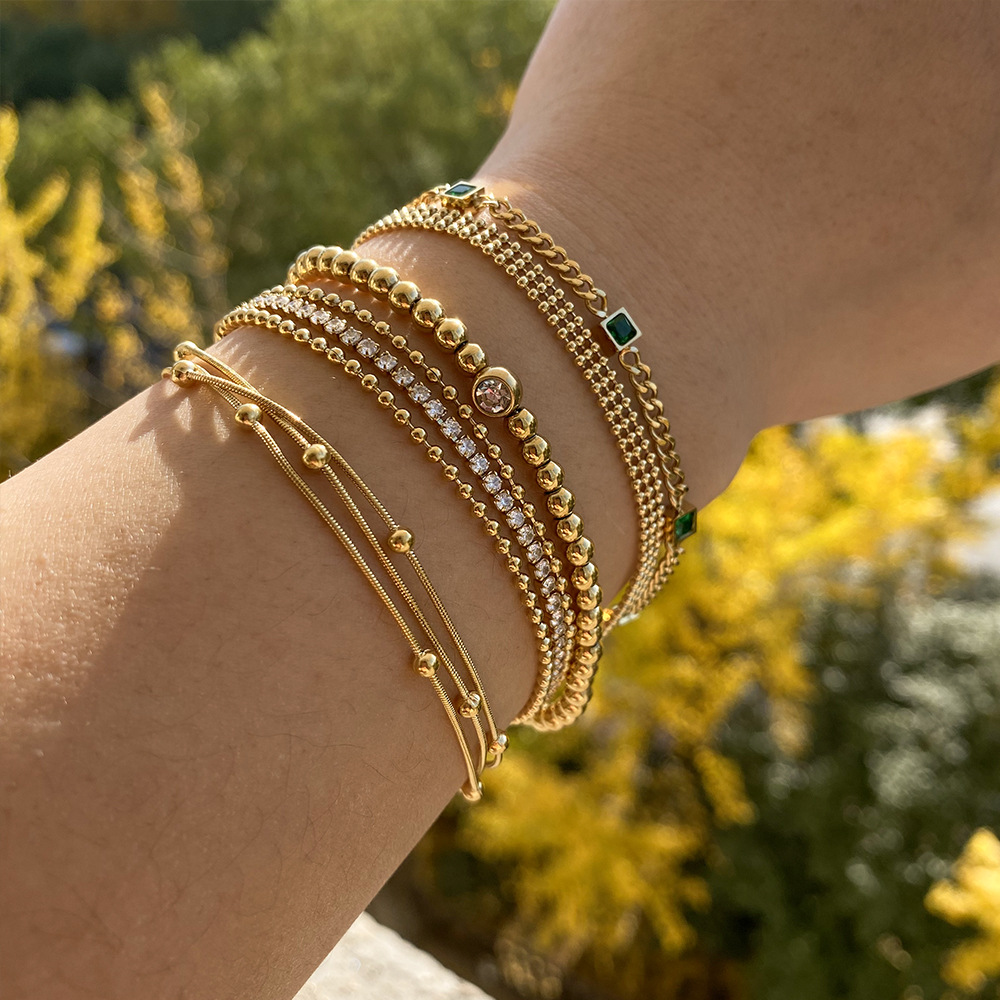 Geometric Casual Simple Style 16K Gold Plated White Gold Plated Gold Plated 304 Stainless Steel Bracelets In Bulk display picture 3