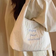 大容量キャンバスバッグ女性2025新型アルファベット通勤シングル肩脇下バッグ手提げトートバッグ