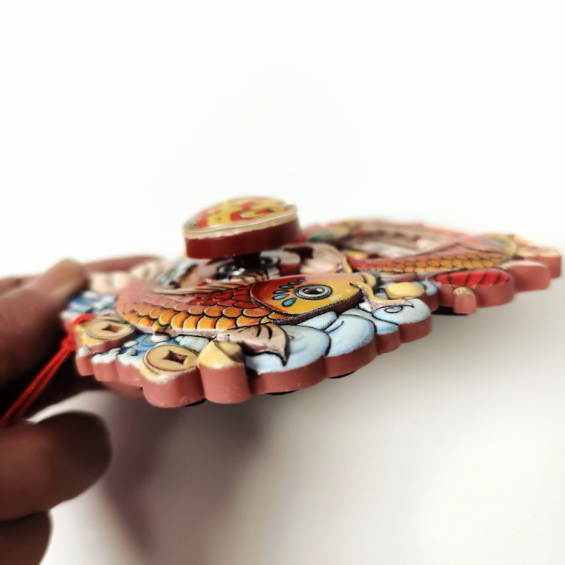 新款室内鱼跃龙门转转钱冰箱磁贴立体招财装饰贴画轴承旋转小挂件|undefined