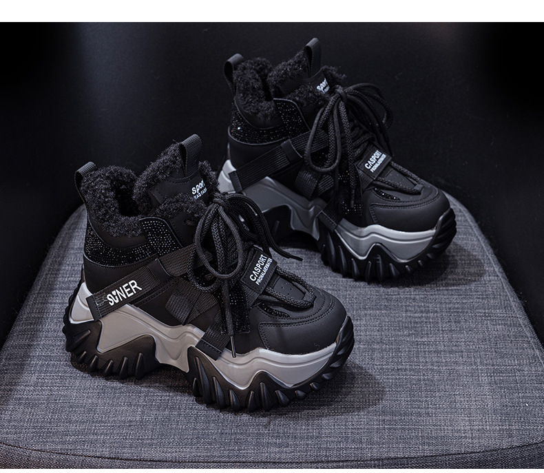 Giày sneaker nữ đế dày phong cách Hàn Quốc, lót lông cừu giữ ấm, tăng chiều cao — M2993 Trắng một lớp, M2993-1 plus nhung xám, M2993 plus trắng nhung, M2993-1 plus nâu nhung chi tiết 23