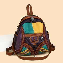 复古中年妈妈包包女2026双肩背包春手提包跨境撞色腋下单肩托特包