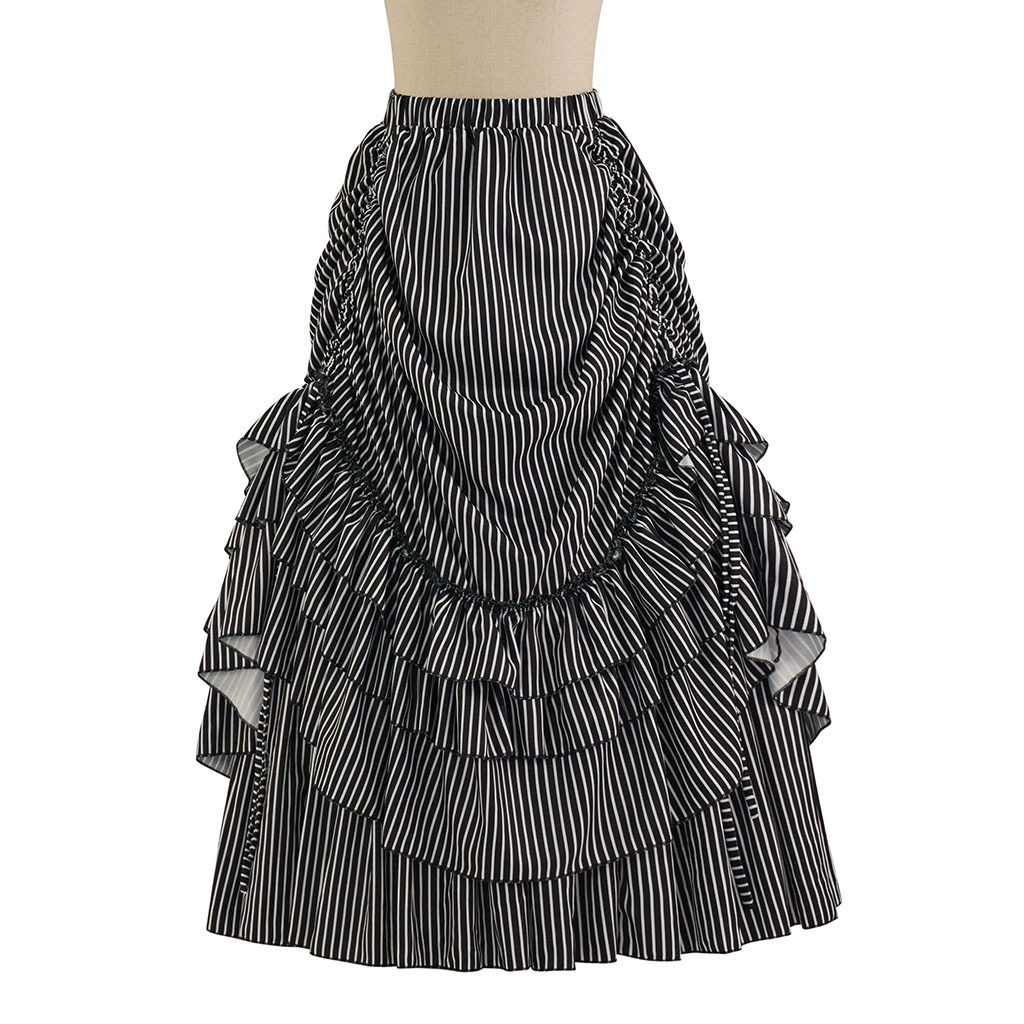 Трансграничный взрыв Хэллоуин женская готика викторианская ретро полосатая юбка регулируемый ренессанс cos
