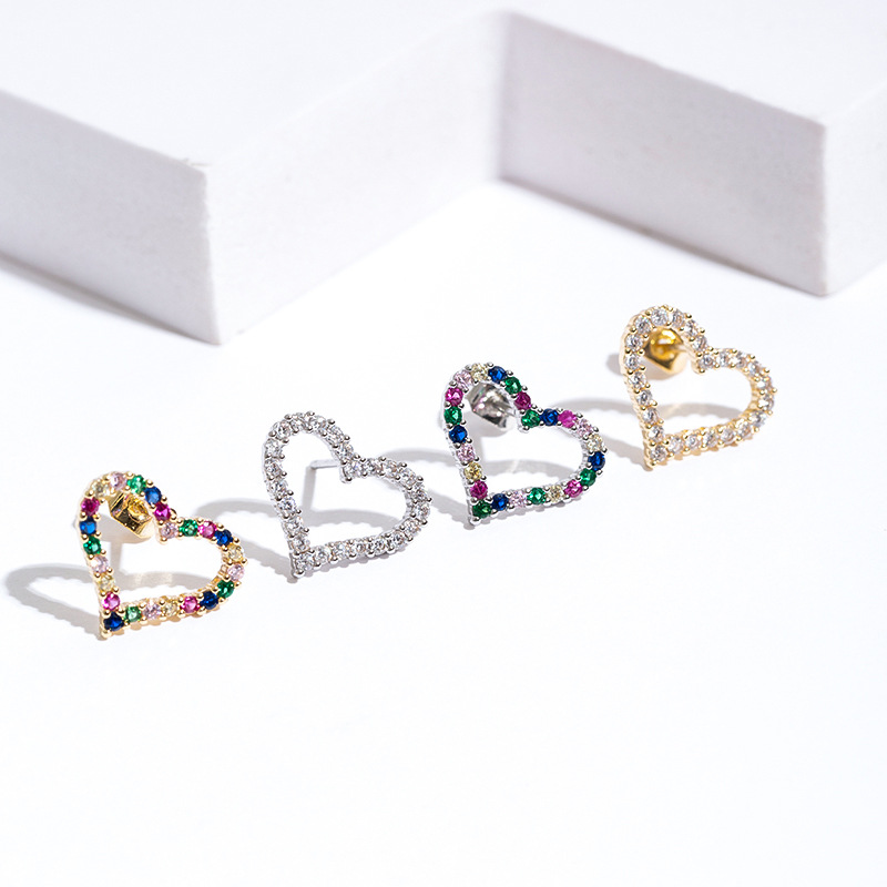 1 Pair Quantity 1 Pair Elegant Simple Style Heart Shape Copper Zircon Ear Studs