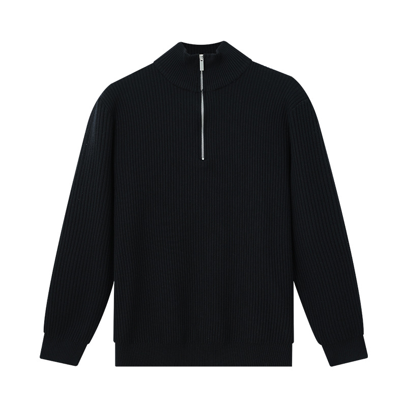 Otoño y invierno de alta calidad semi-cremallera de cuello alto suéter de punto de viento perezoso hombre casual de moda cardigán chaqueta hombre