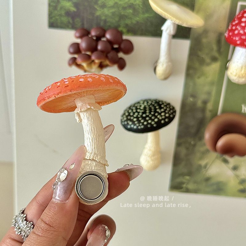 森林里的蘑菇~仿真蘑菇冰箱贴磁吸装饰品3d立体创意个性强力磁吸|undefined