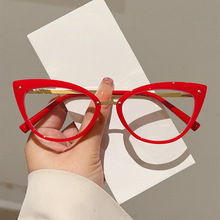 2025新款复古潮流猫眼时尚防蓝光眼镜小香风素颜显瘦高颜值平光镜