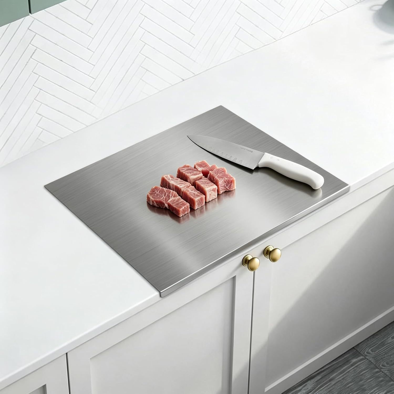 Cross-border stainless steel cutting board, kitchen antibacterial thickened cutting board, household vegetable and fruit cutting board, L-shaped cutting board, baking and kneading board