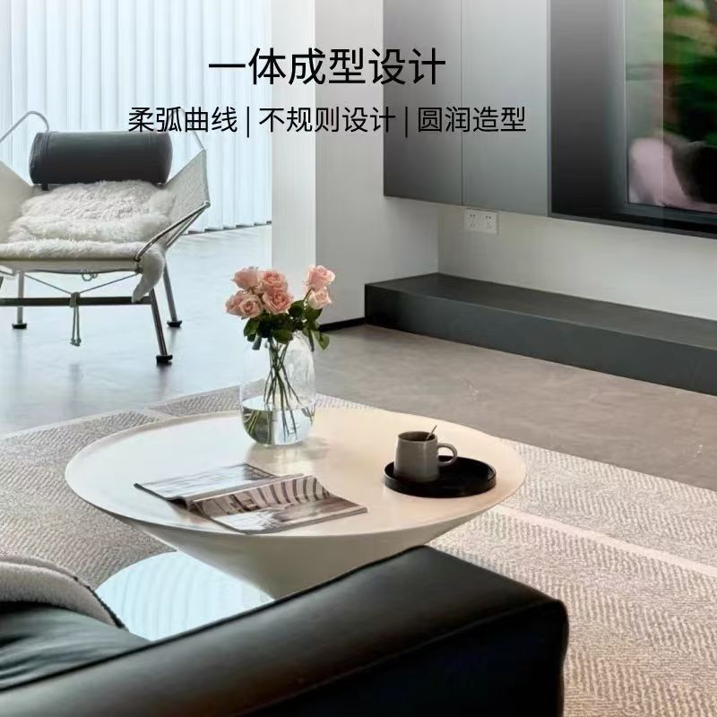フレンチクリームスタイル円錐反射ミラー吊り下げコーヒーテーブルリビングルームホーム砂時計型空飛ぶ円盤コーヒーテーブル|undefined