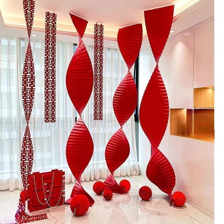 Wedding Props Folding Corrugated Paper Wave Origami Festive Decoration Wedding Set Extra Long Garland Strip Wedding