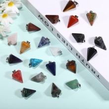 厂家批发货源天然石六角锥吊坠玛瑙吊坠时尚百搭跨境热卖欧美通勤