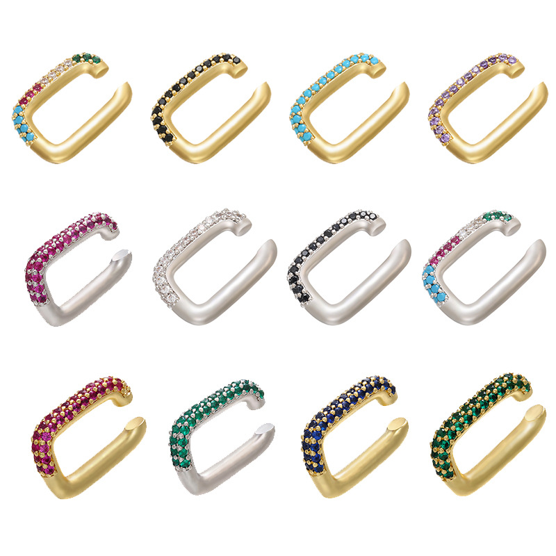 Geometric Fashion Copper Artificial Gemstones Plating Earrings display picture 2