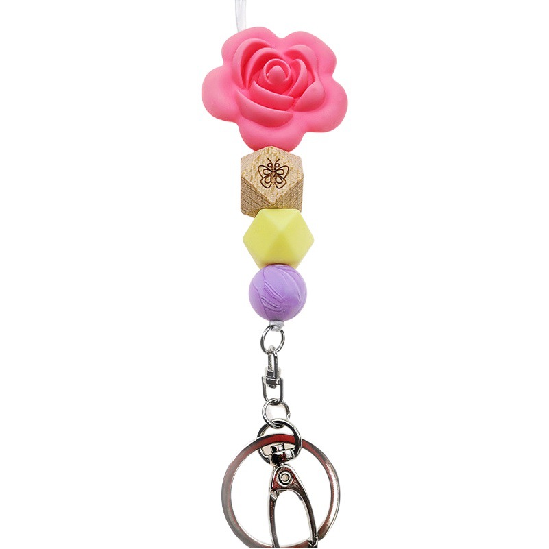 Factory direct silicone keychain cross-border new bracelet beaded beads silicone bracelet Accessories Wholesale
