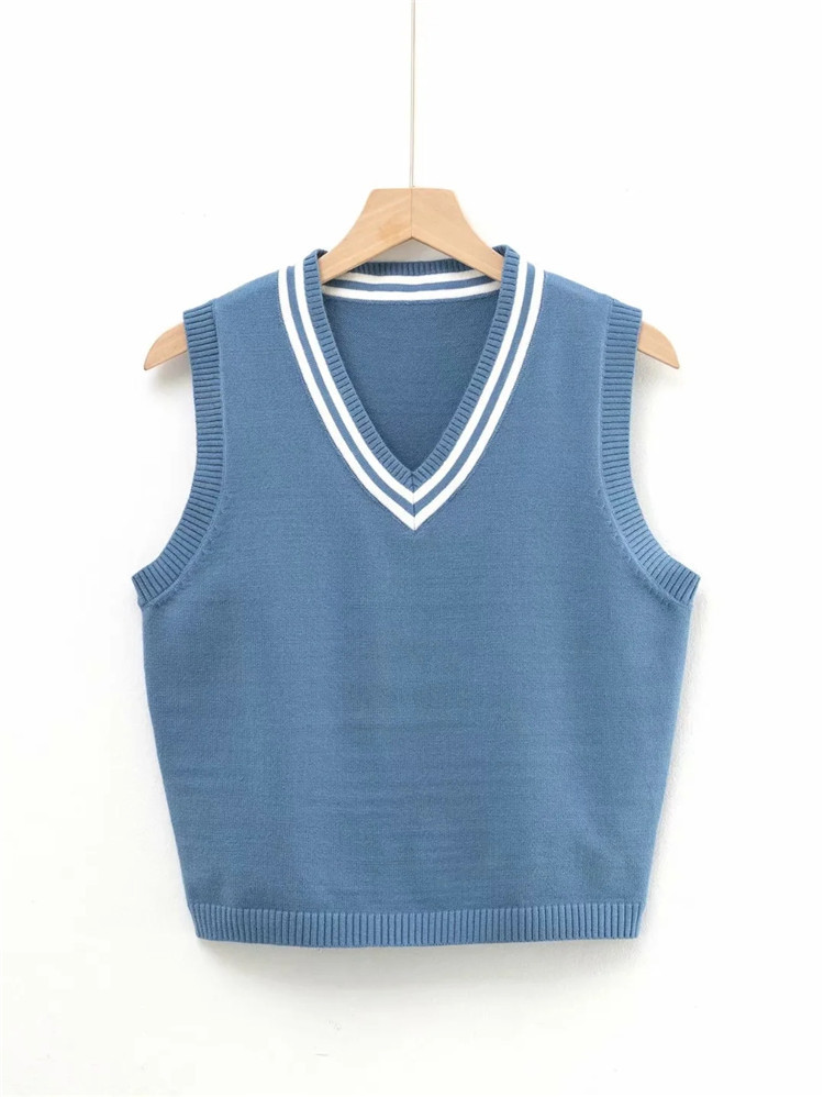 Fashion color matching temperament V-neck knitted vest NSLD27893