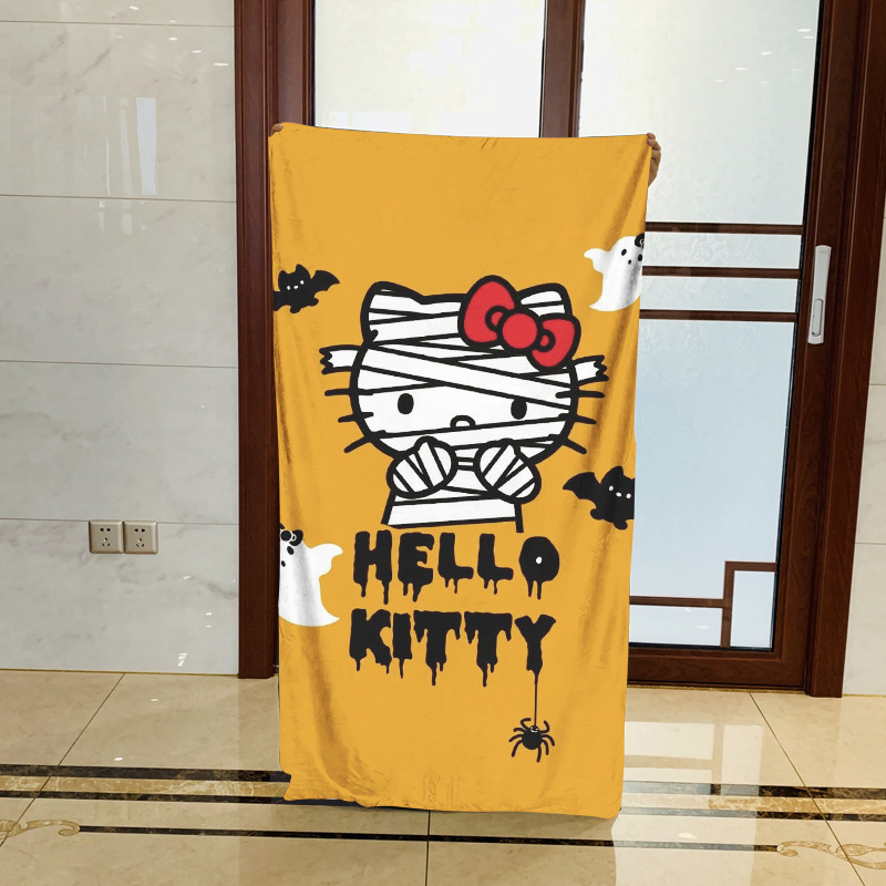Towel Elegant Bath Towel Absorbent Towel Peripheral Twig Big Face Twig Series Cartoon Cat Halloween Beach Towel